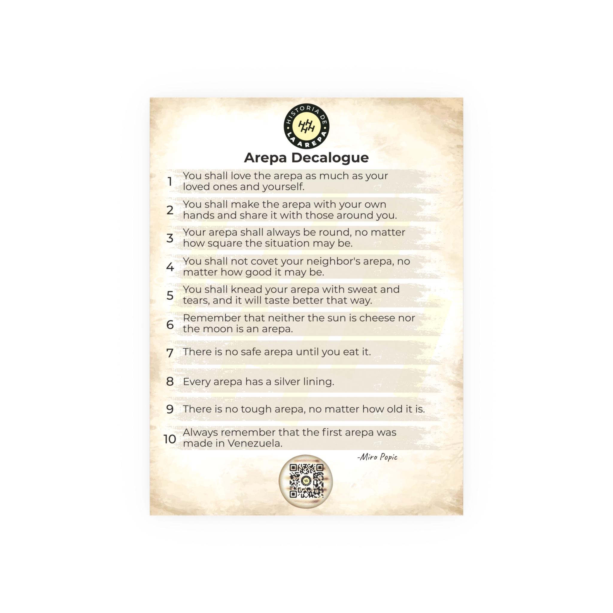 Poster - Arepa Decalogue, (Idioma inglés) - Satin and Archival Matte Posters - Image 5